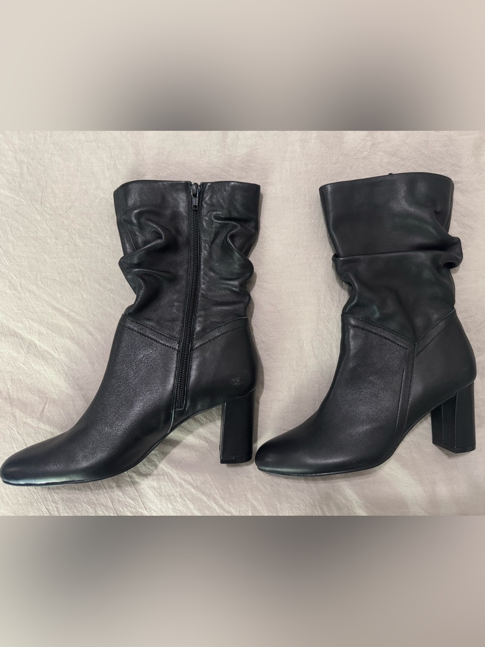 David Tate Black Slouch Block Heel Ankle Boots